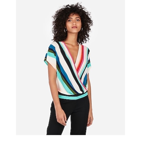 Express Striped Banded Bottom Top sz Small - Picture 1 of 5